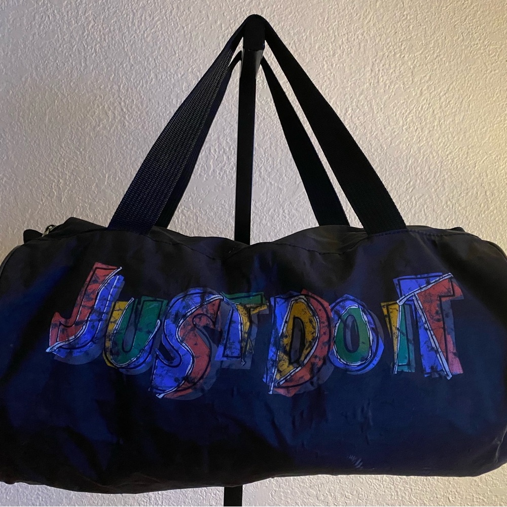Colorful Logo Black Duffel Bag